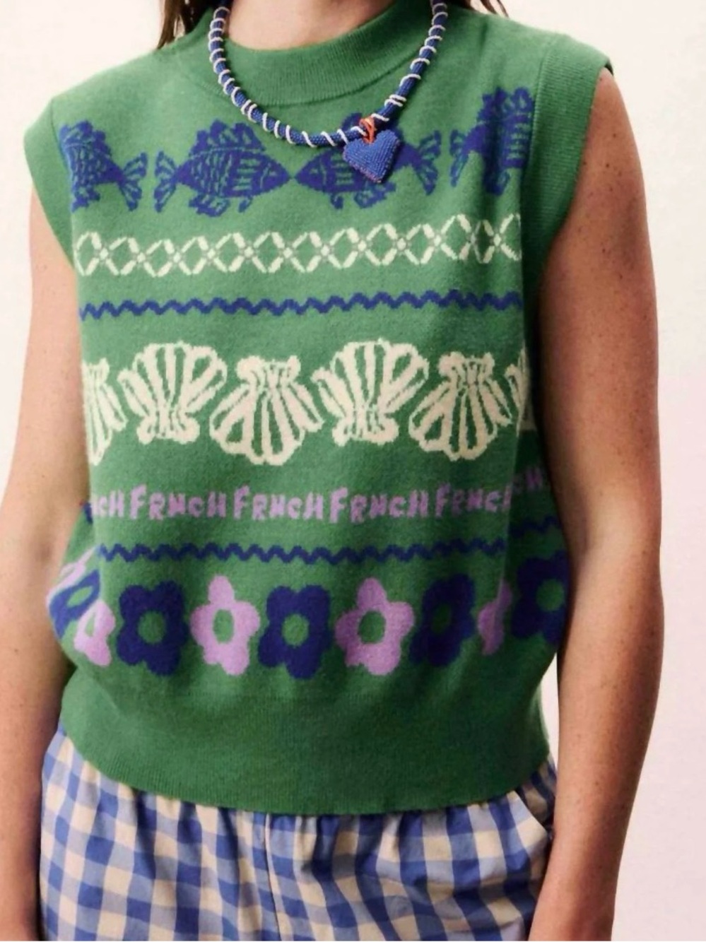 FRNCH Green Sleeveless Knit Tank